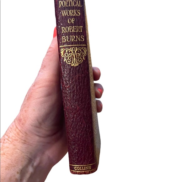 Antique 1920 Red Leather UK Collins Poetical Works of Robert Burns Gold Letter - Picture 3 of 16